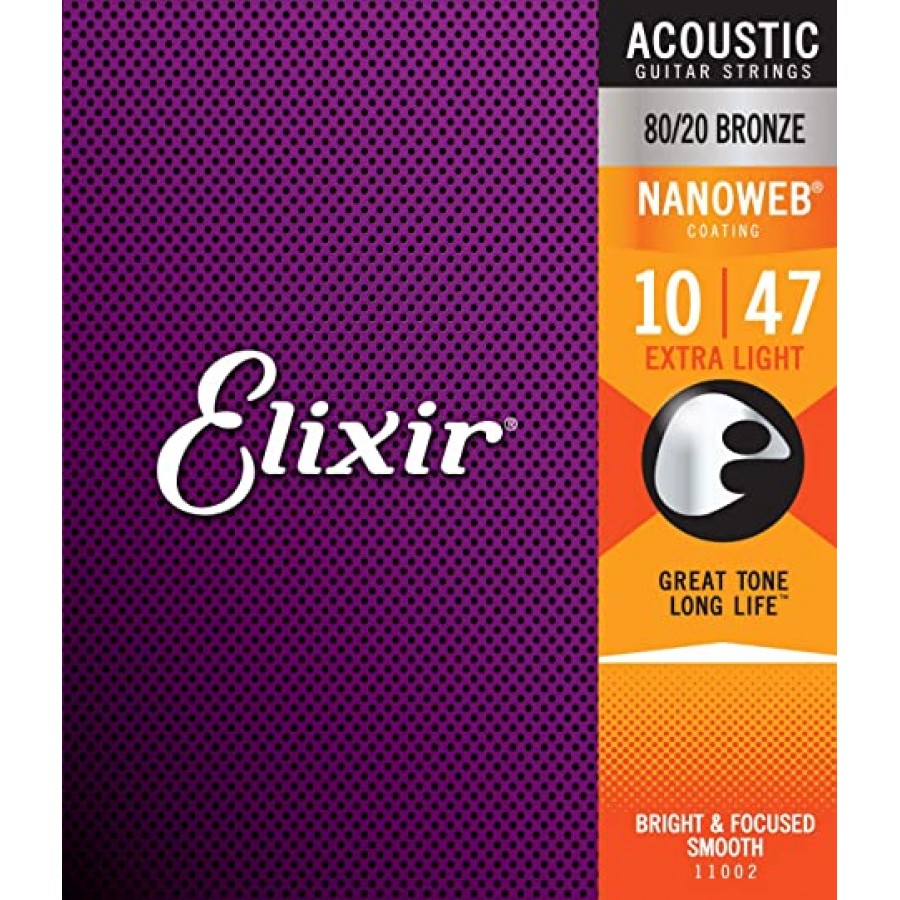 Elixir 80/20 Bronze Nanoweb Extra Light 10 - 47 Acoustic Strings